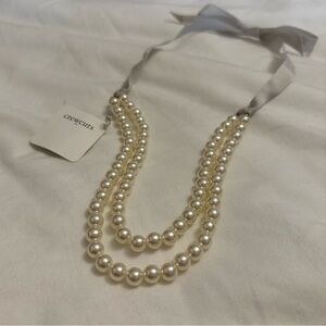 J.Crew Crewcuts | Multi Strand Faux Pearl Ribbon Tie Party Necklace | NWT
